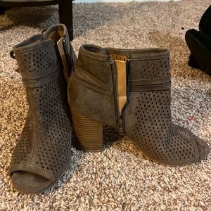Gray booties 3 inch heel